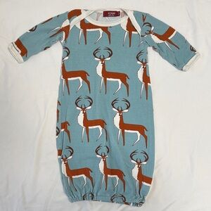 Milkbarn Kids Nightgown with Deer Print - Teal and Rust